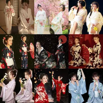 Кимоно Женское Японское традиционное кимоно Юката Хаори, блузка для Косплея, платье, женская летняя модная одежда для фотосъемки, вечернее платье