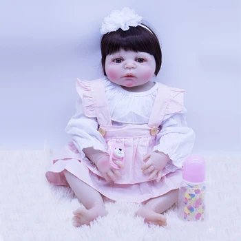Кукла Реборн 100% Силиконовая принцесса с карими или синими глазами 55 см, реалистичная кукла для новорожденных, может купаться, реалистичная игрушка для детей