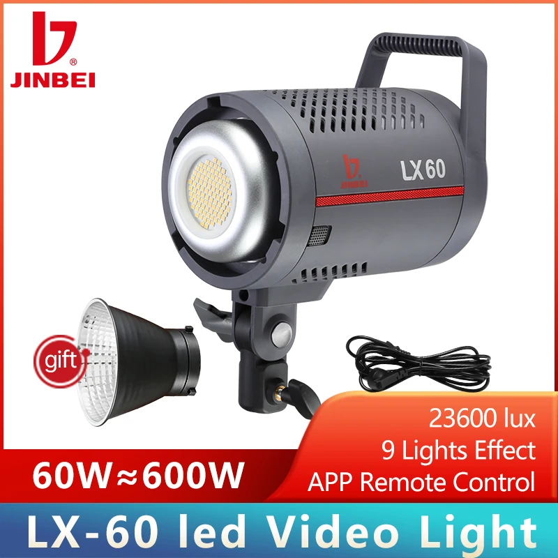 JINBEI LX-60W Светодиодный Светильник для Видеосъемки Со штативом EQ220 5500K Для Непрерывного Освещения Видео Студийная Фотография Заполняющая Лампа для фотосъемки в реальном времени4