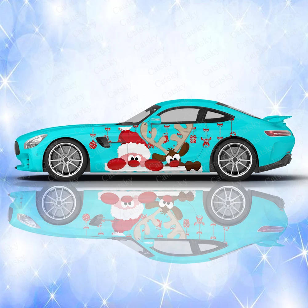 Веселого Рождества, Автомобильные наклейки Санта-Клауса, цветные автомобильные наклейки с графическим рисунком, боковые наклейки, наклейки на автомобиль с изображением Лося, наклейки на снег, игрушки для малышей, автомобильные наклейки3
